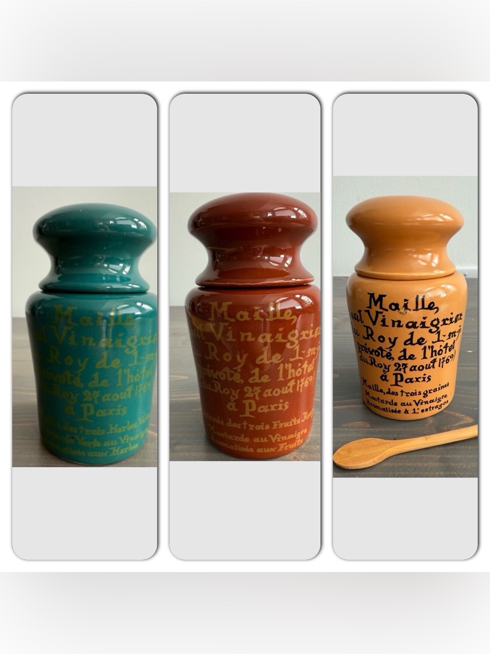 Vintage Maillé ceramic mustard jars